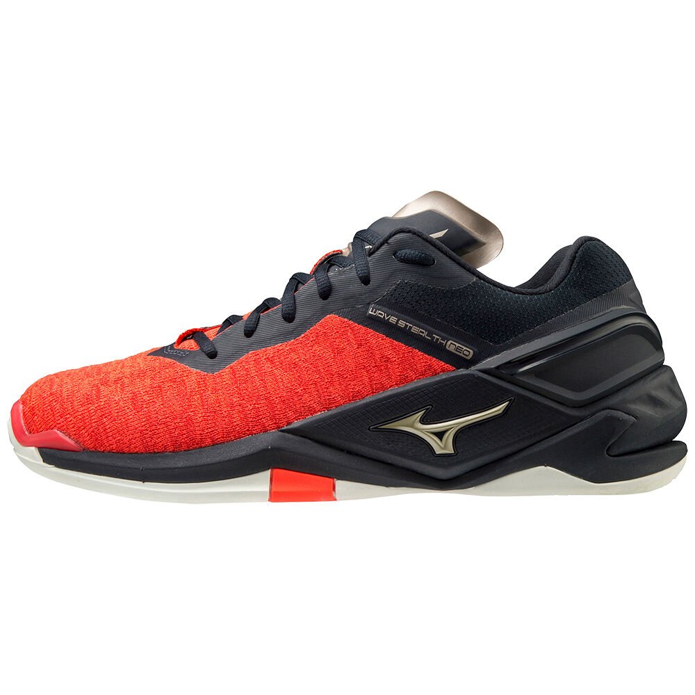 Tenis Handebol Mizuno Wave Stealth Neo - Mulher - Pretas/Laranja/Douradas - SUXJH1025